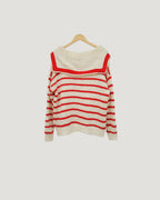 sailor collar stripe overfit knit
