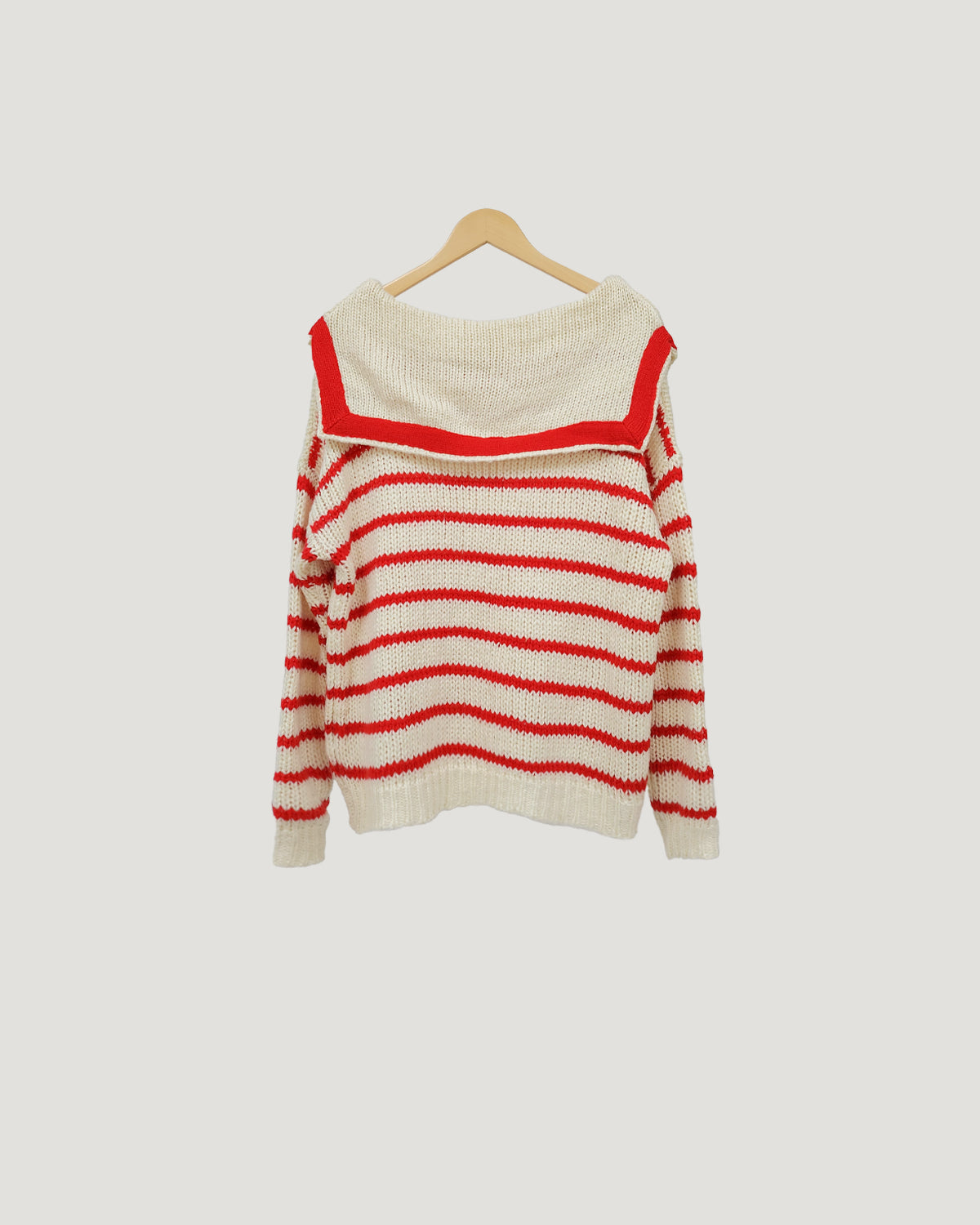 sailor collar stripe overfit knit