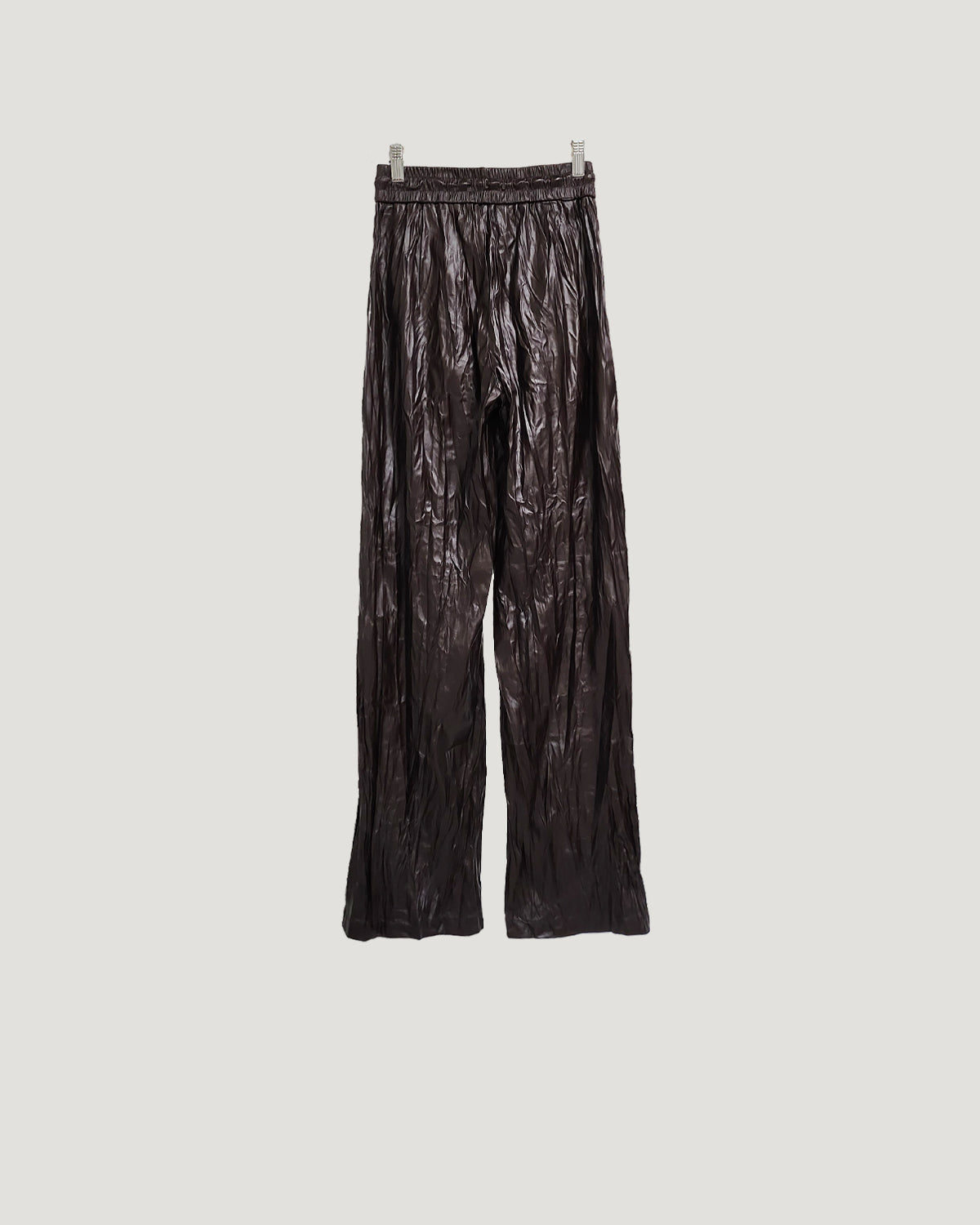 wrinkle faux leather wide pants