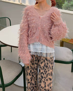 loop knit short cardigan