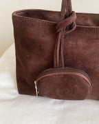 faux suede square shoulder bag