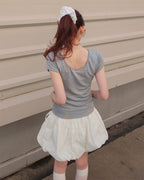 color stripe U neck T
