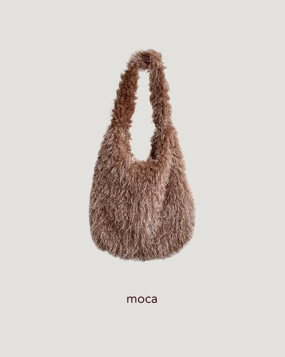 fringe fur tote bag