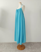 halter neck back open long dress