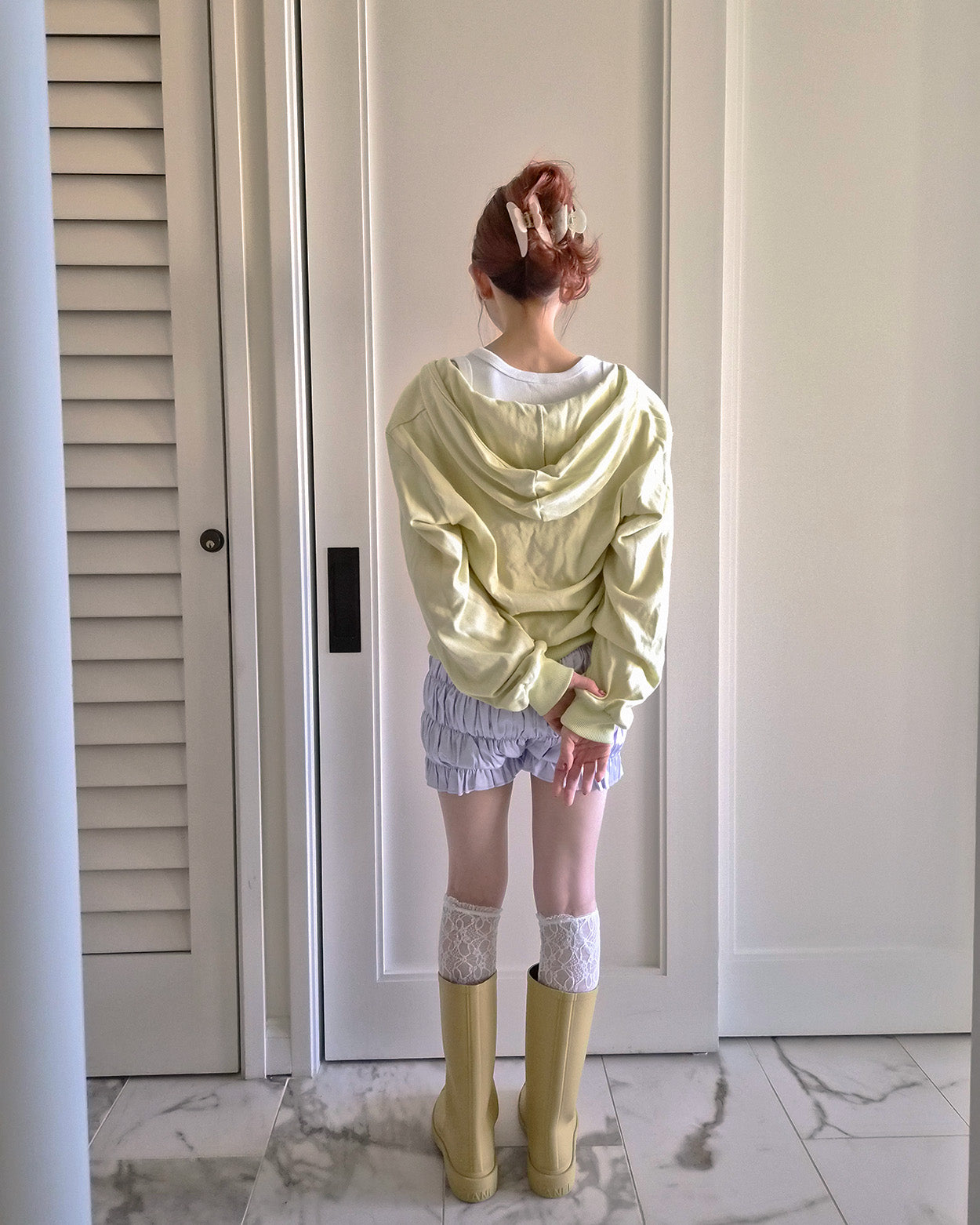satin shirring short pants