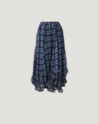 asymmetry check frill skirt