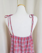 check frill belt long dress