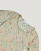 blurred flower sheer long sleeve T