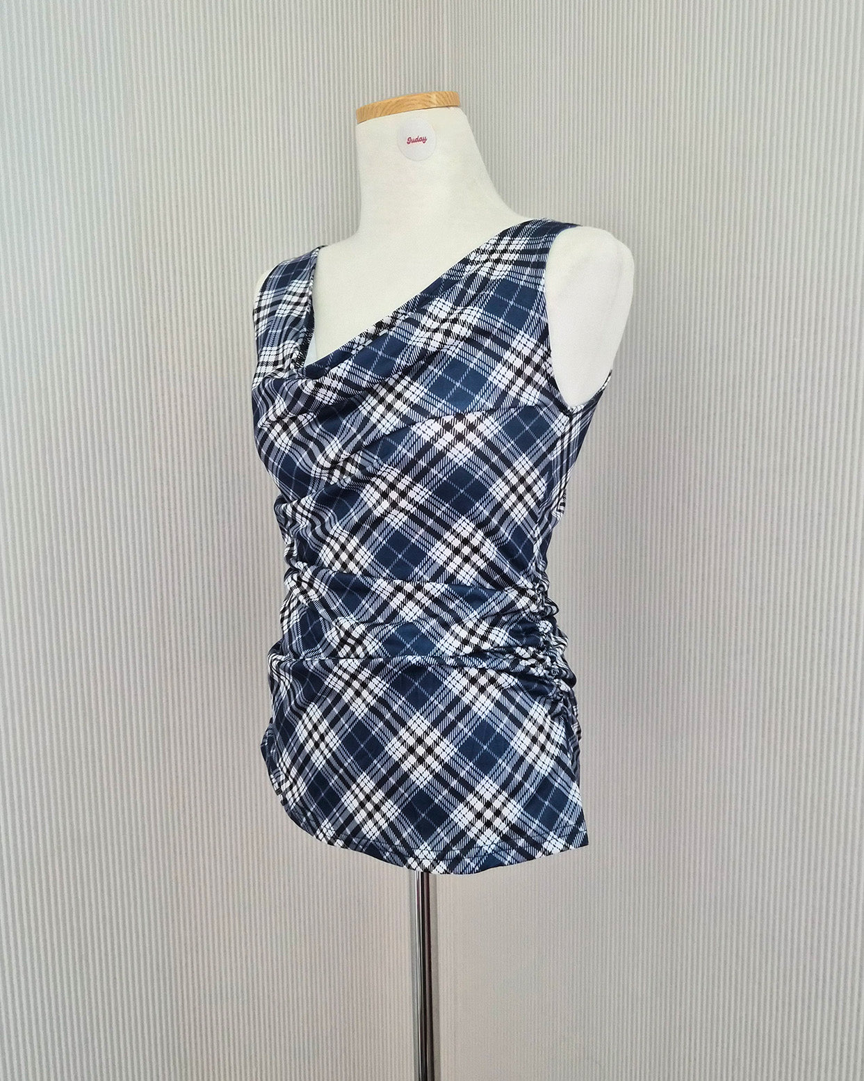 check draped shirring top