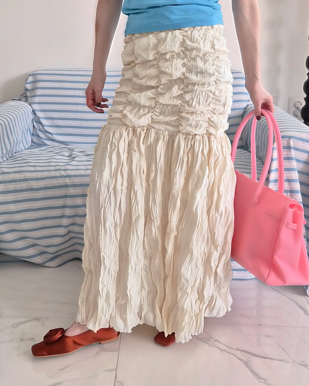 shirring popcorn skirt