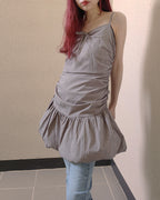 shirring balloon mini dress
