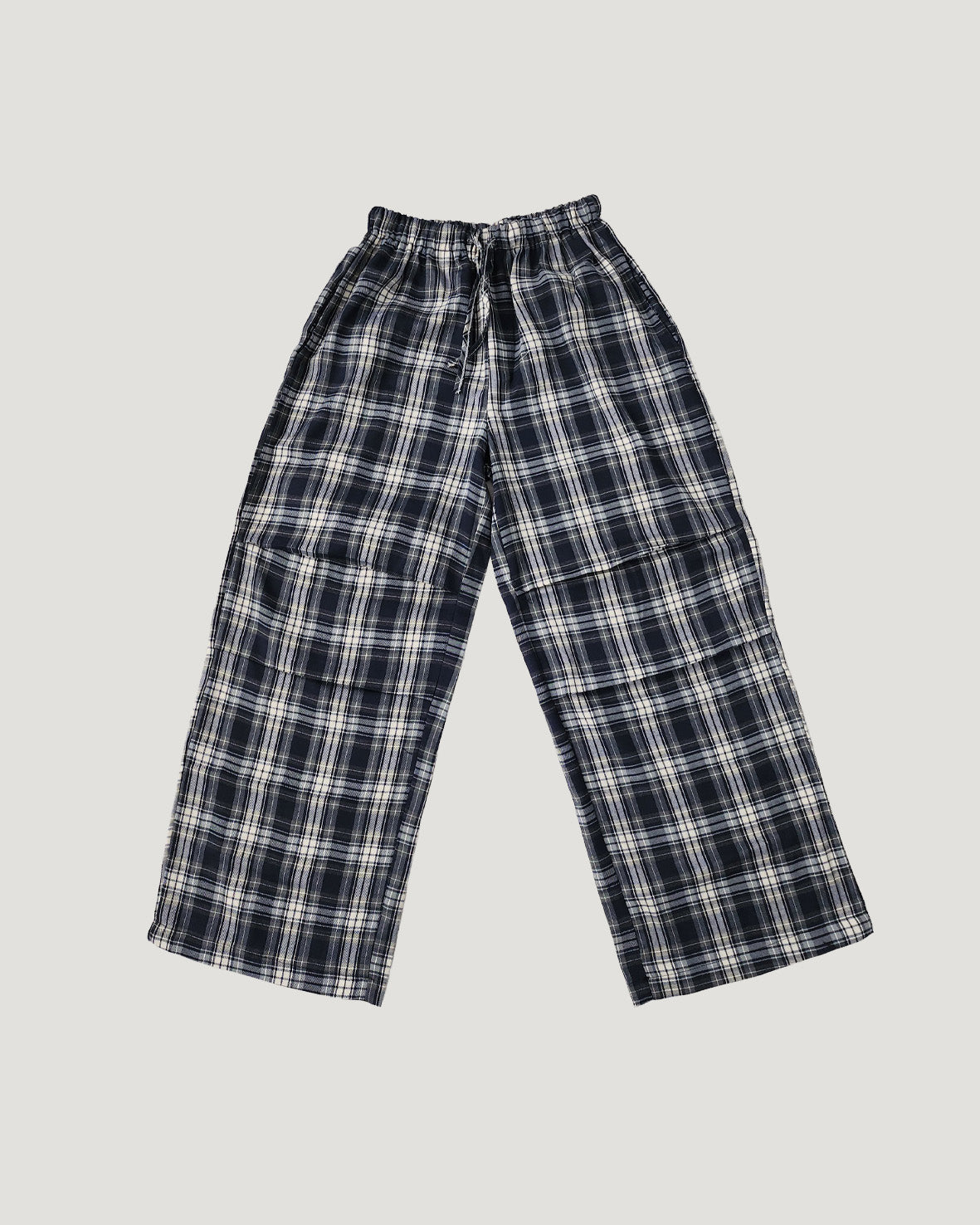 check draped wide pants