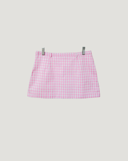 gingham check low waist micro mini skirt