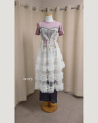 tiered volume frill tulle skirt