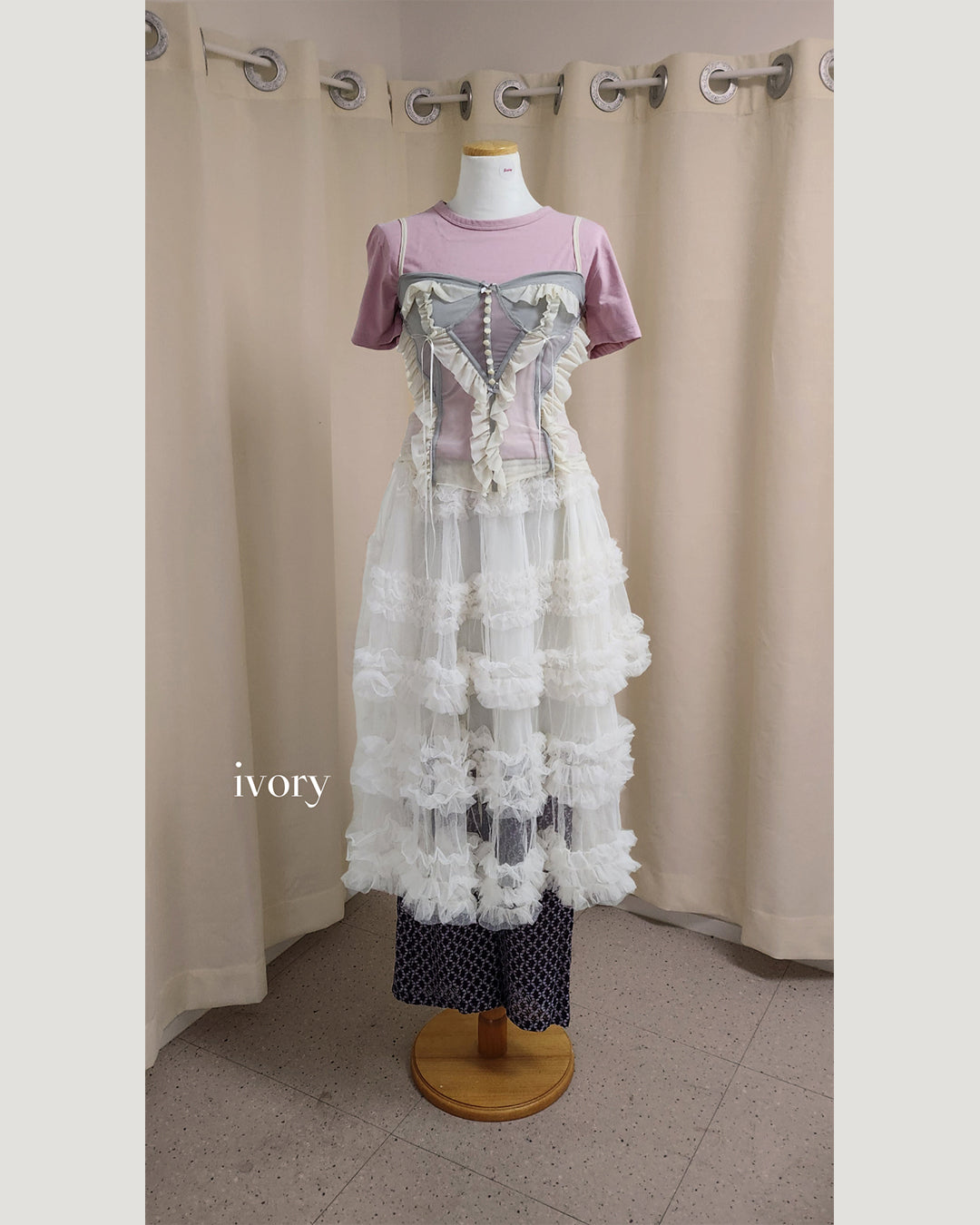 tiered volume frill tulle skirt