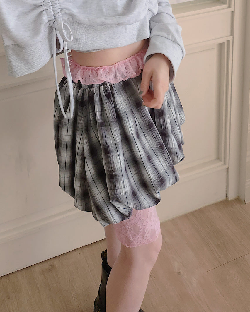 waist frill lace half leggings