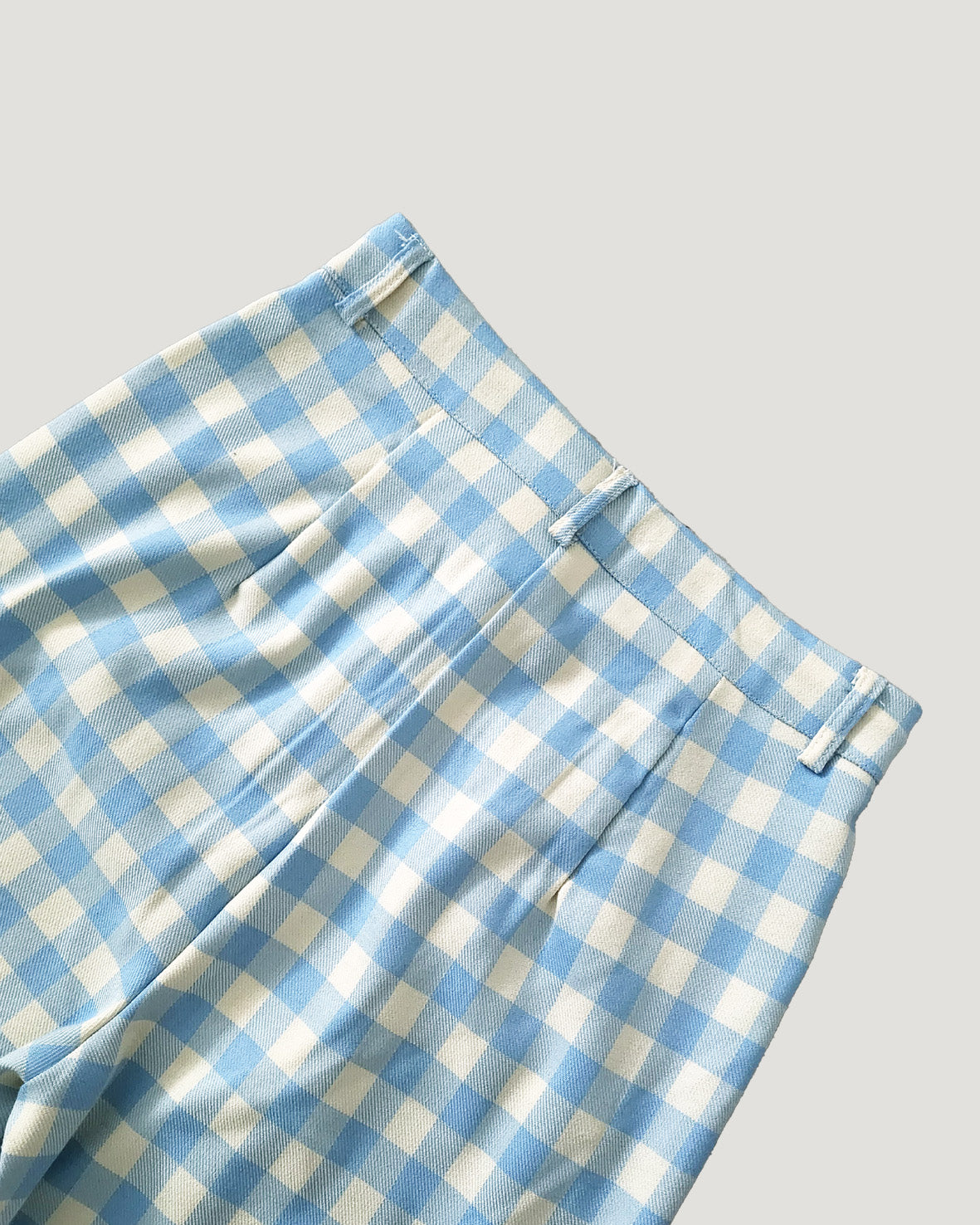 gingham check waist tuck wide pants
