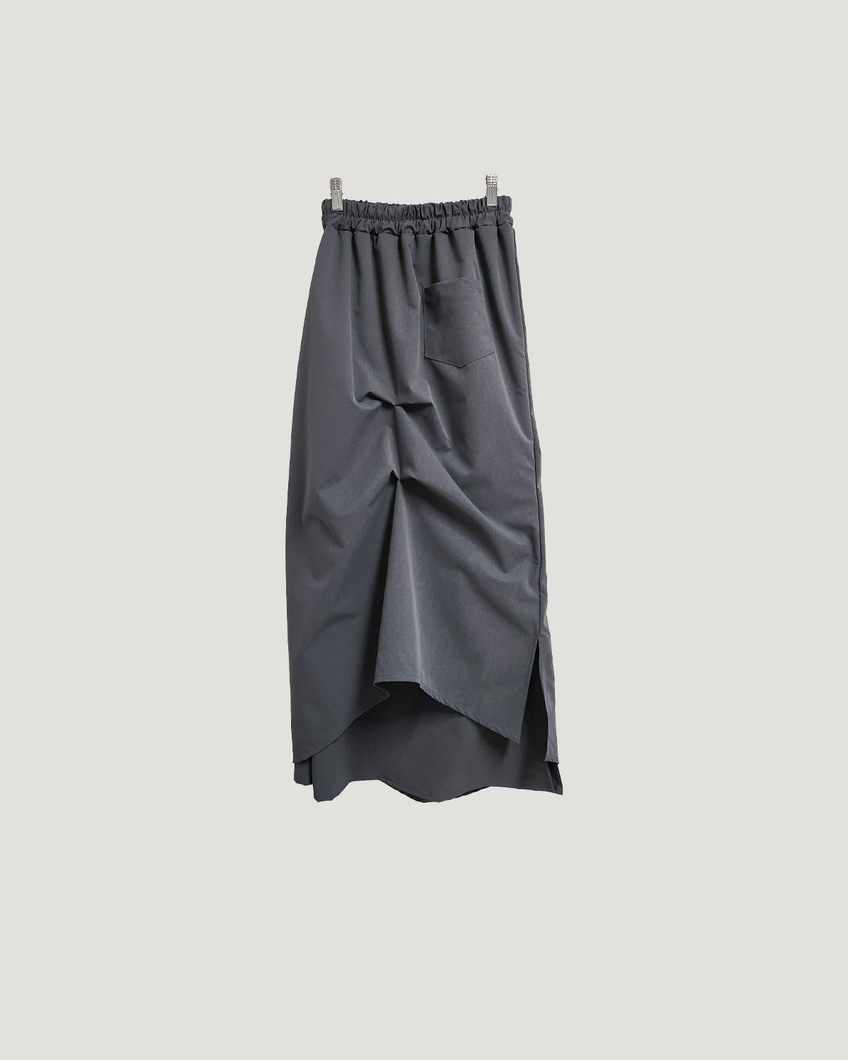 unbalanced shirring ribbon skirt