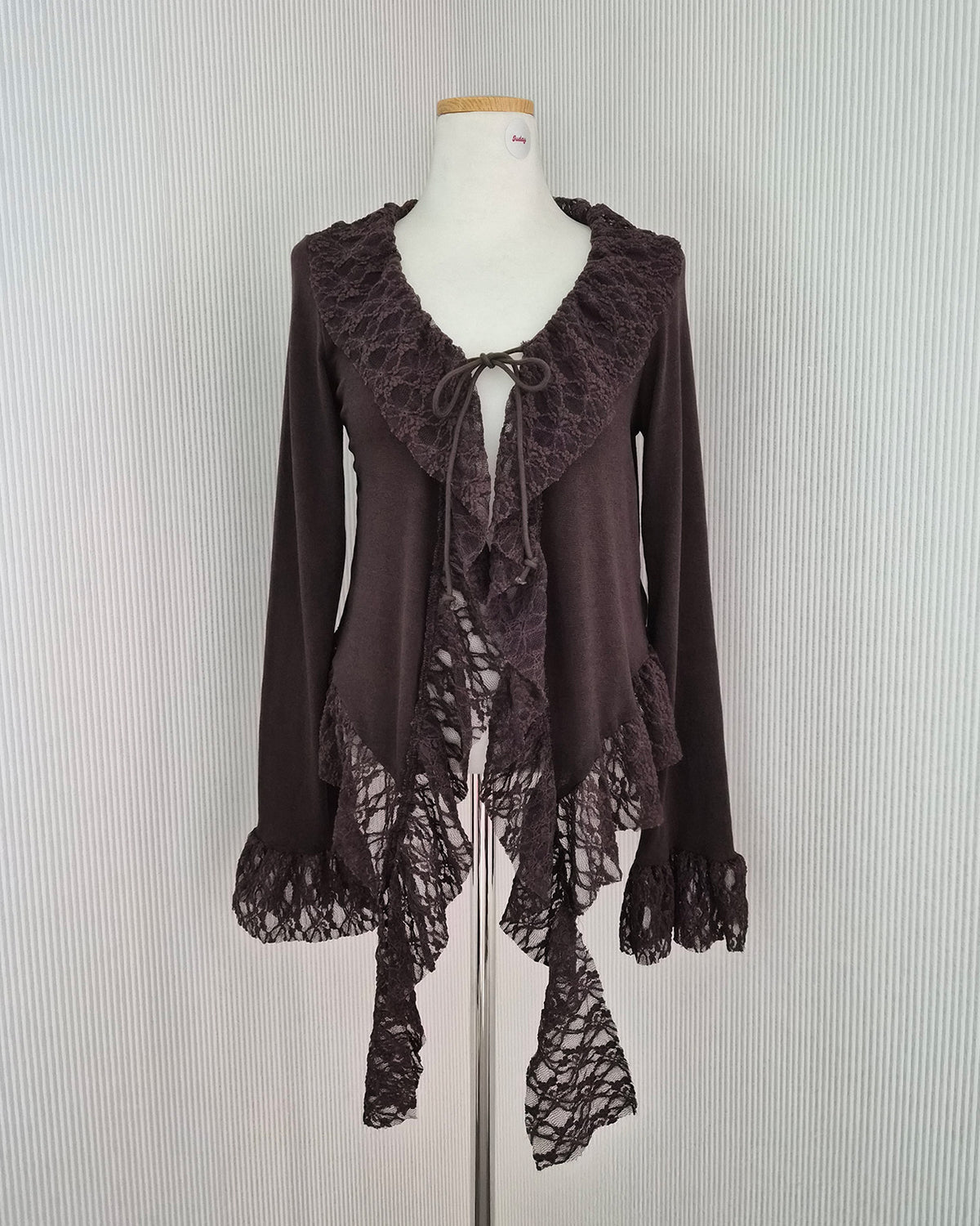 frill lace flare cardigan