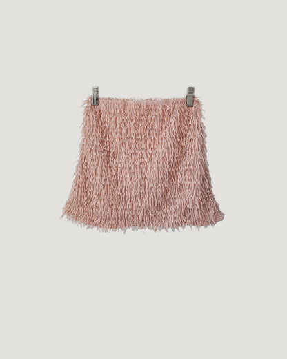 fringe feather mini skirt