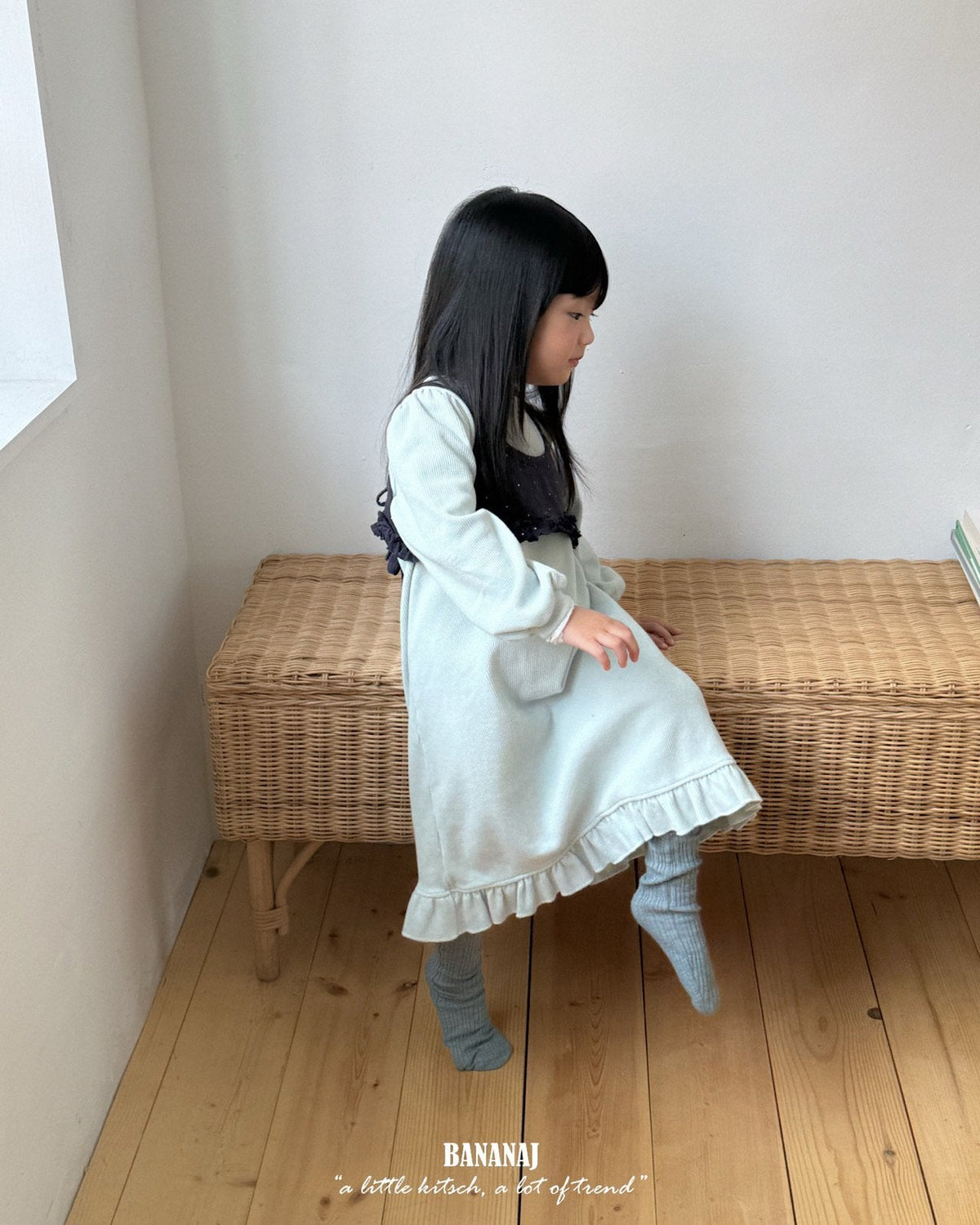 【BANANAJ】lettering waffle dress