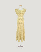rose pattern frill long dress