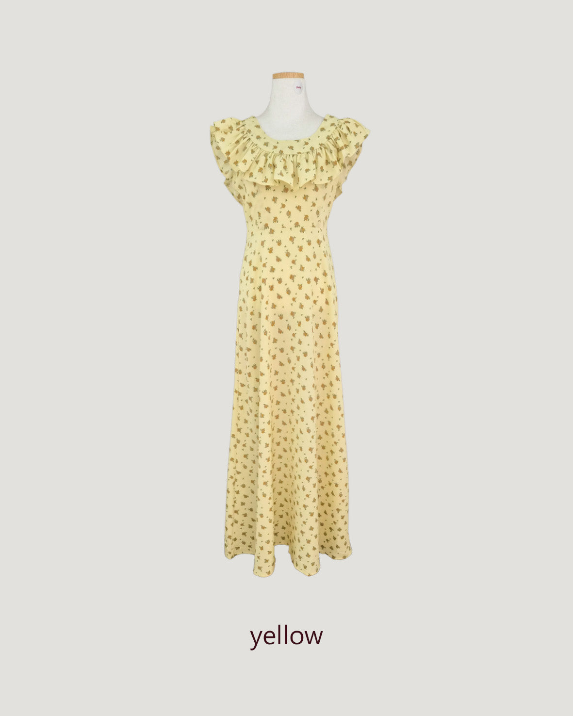 rose pattern frill long dress