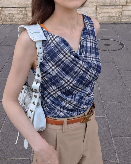 check draped shirring top