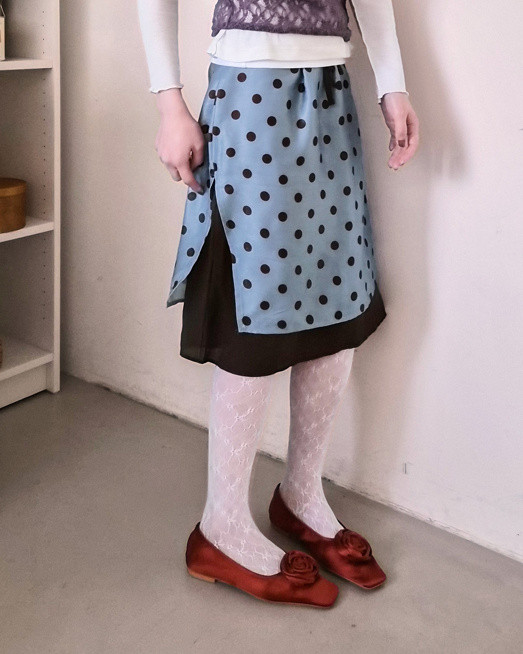 polka dot layered skirt