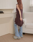 rose scarf knit mini dress