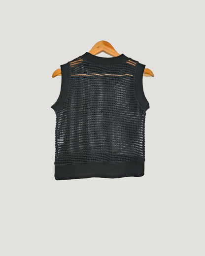 mesh sleeve less knit