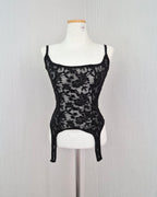 lace sheer garter bustier