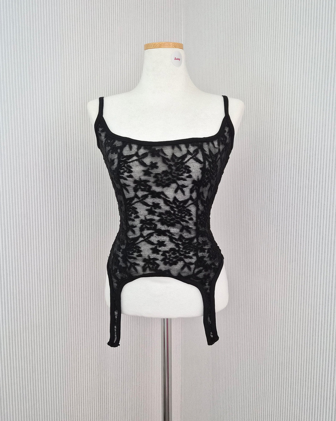 lace sheer garter bustier