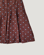 dot pleated midi skirt