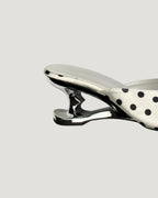 dot ribbon design heel mule