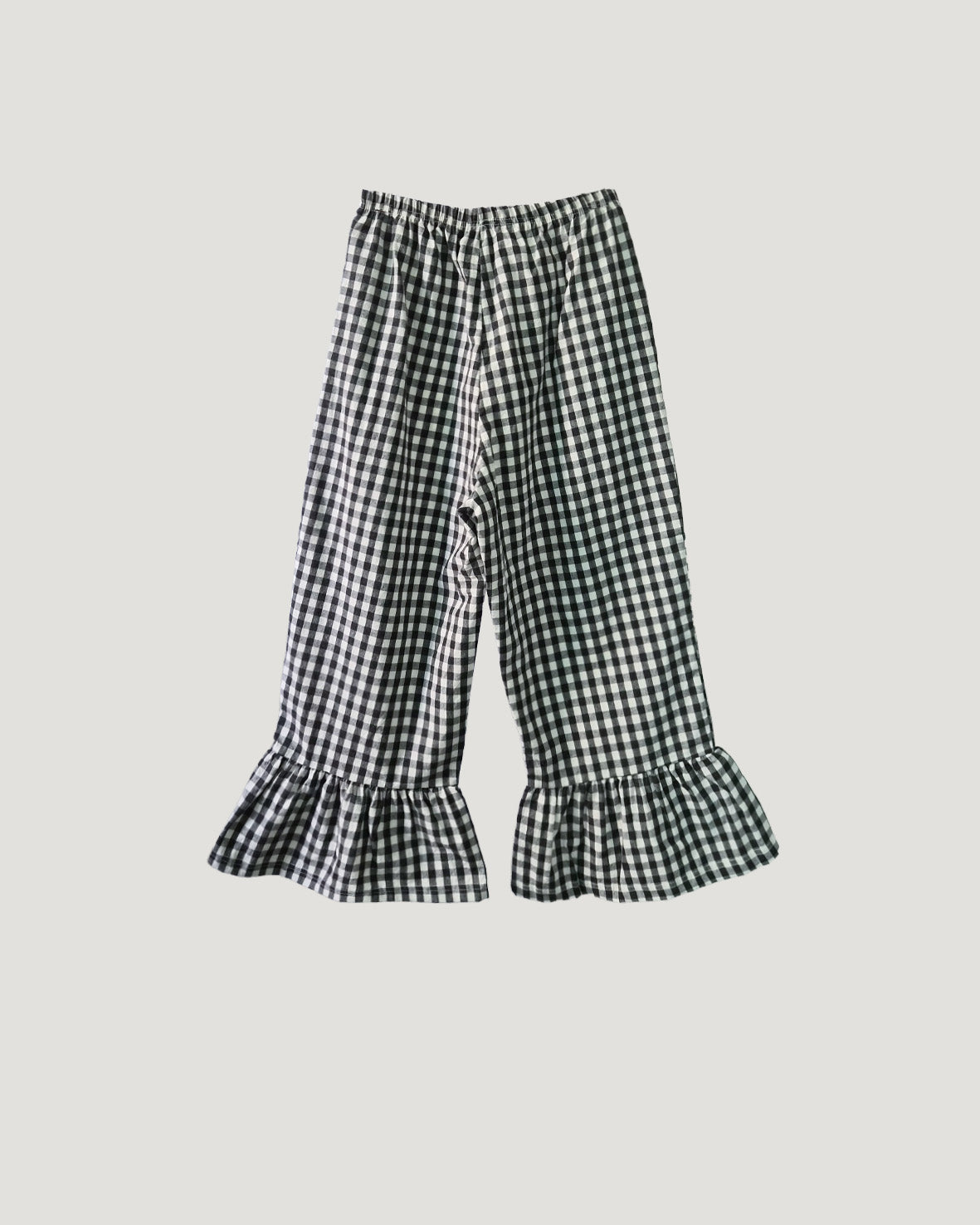 gingham check hem frill pants
