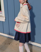 red ribbon embroidery cotton jacket