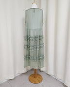 tiered frill sheer long dress