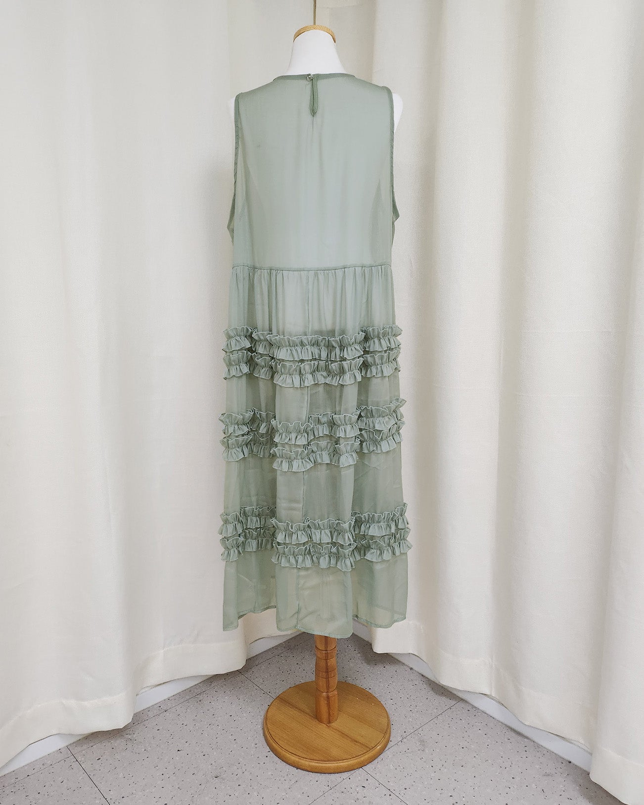 tiered frill sheer long dress