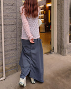 unbalanced shirring ribbon skirt