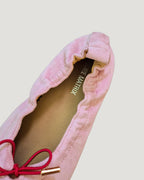 ribbon faux suede flat shoes
