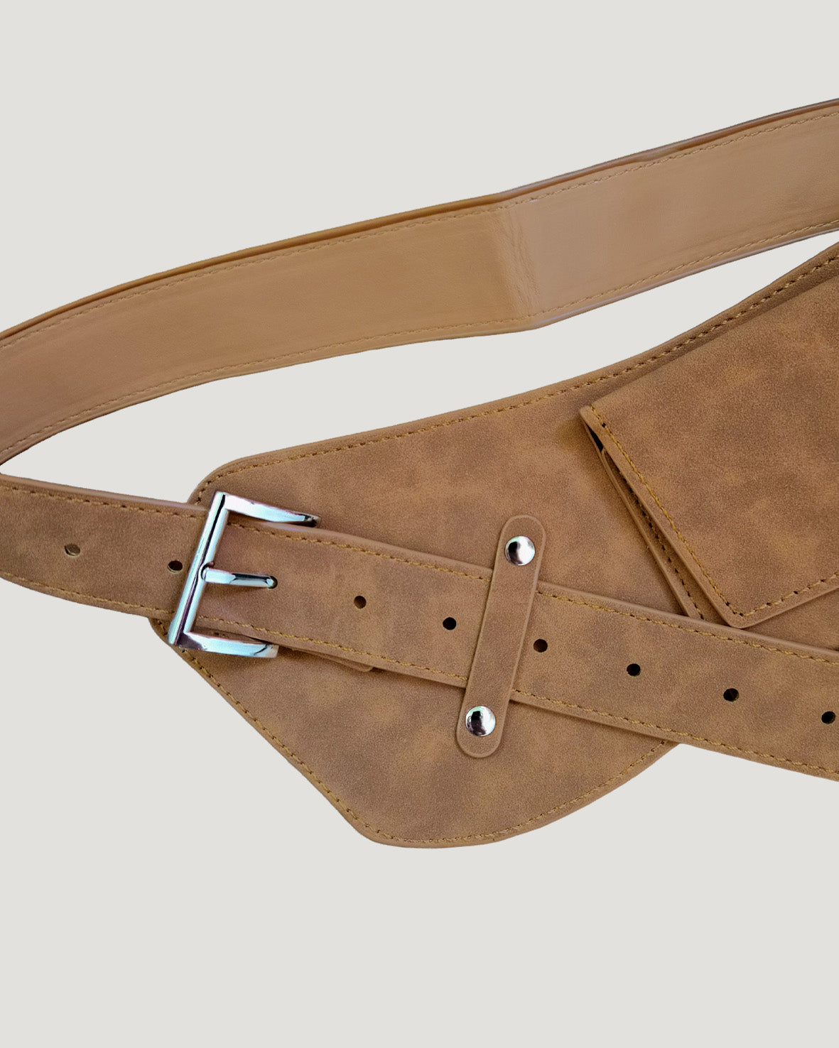 faux suede pocket wide belt