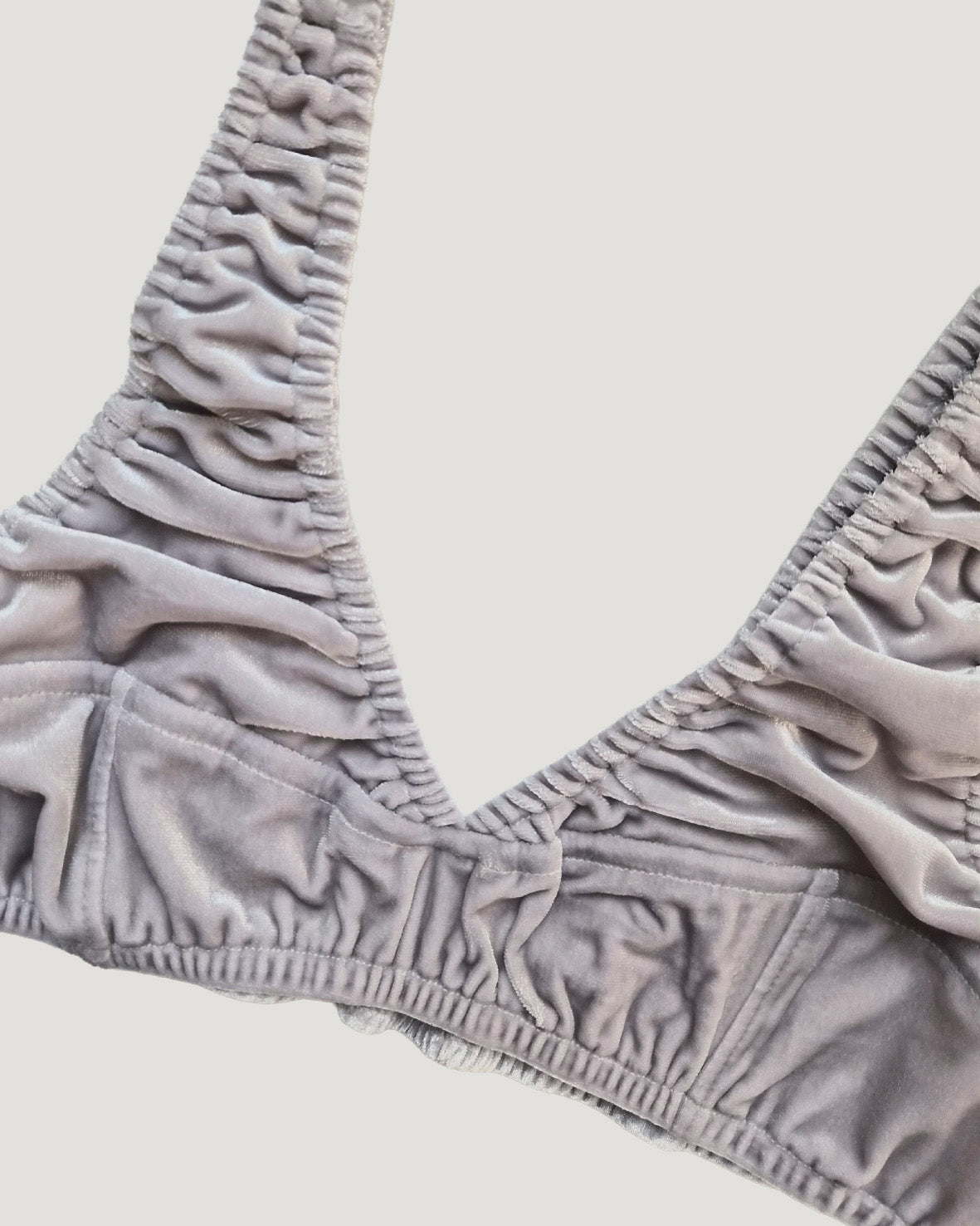 velvet shirring V neck bustier