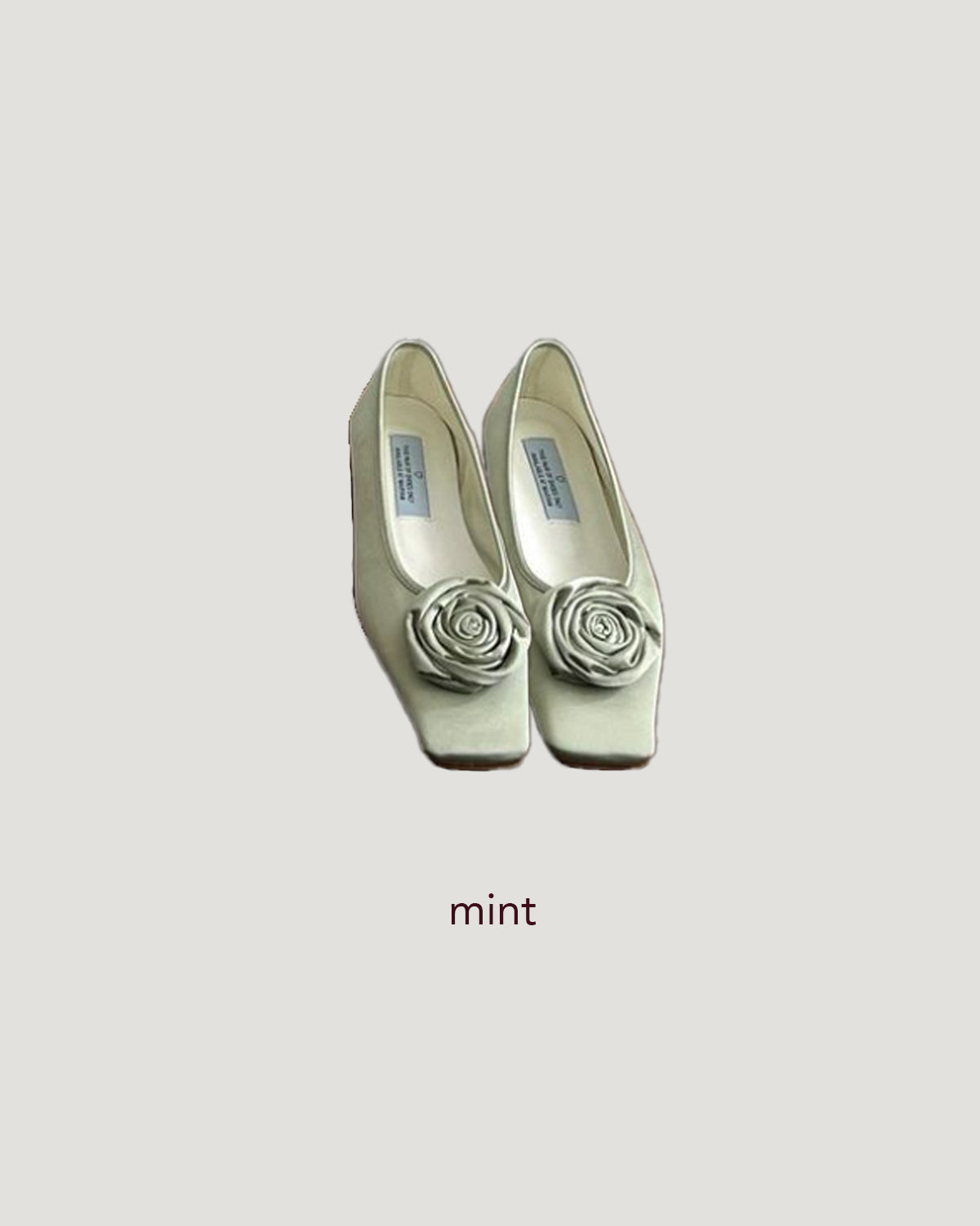 rose satin square flat shoes
