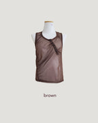 henry neck sheer sleeve less top