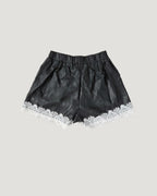 fake leather lace point short pants
