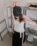 flower pattern waffle beanie