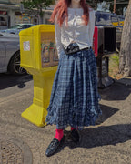 asymmetry check frill skirt