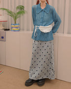 star pattern knit long skirt