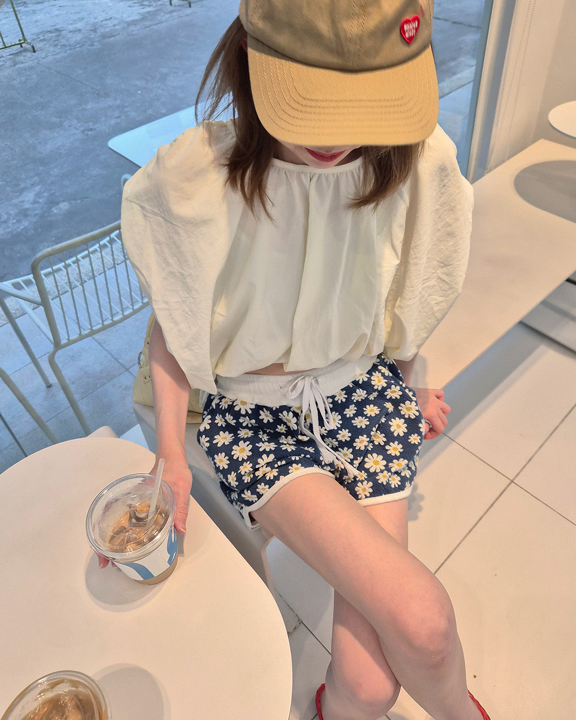 volume balloon sleeveless nylon top